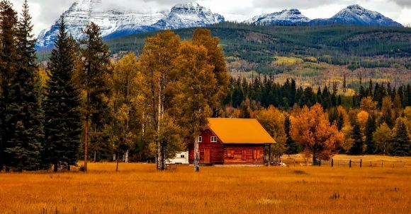 Country - Brown Cabin Near Trees and Mountains