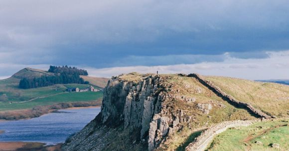 Travel Retreat - Hilly Landscape with Hadrian Wall near Crag Lough Lake, England