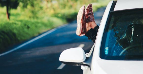 Car Trip - Person Wearing Pair of Brown Leather Loafers