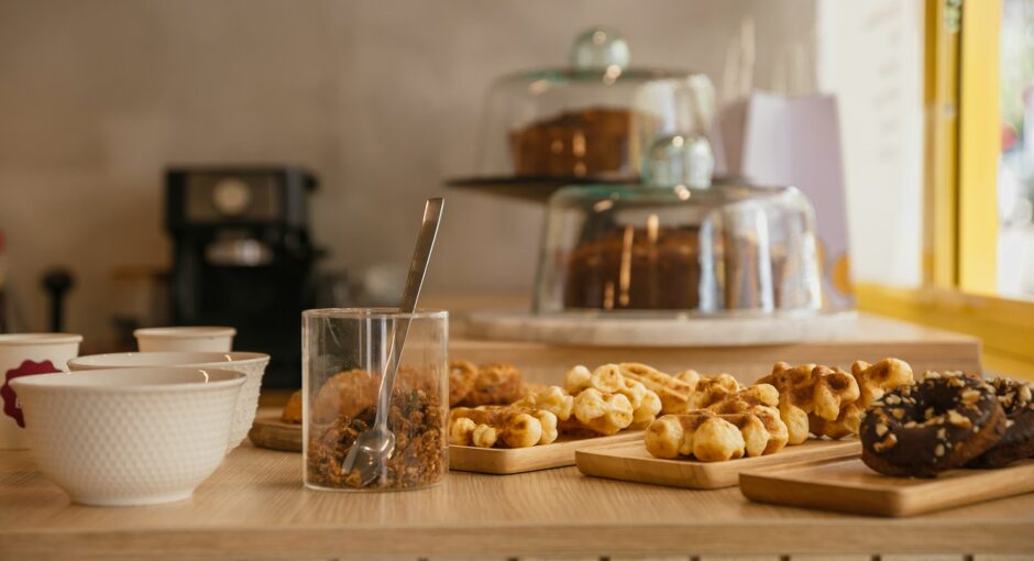 a-wooden-table-topped-with-lots-of-food